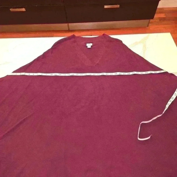 Oversized Poncho Cape Pullover Knit Sweater Eggplant Purple Size Small Medium - Picture 4 of 9